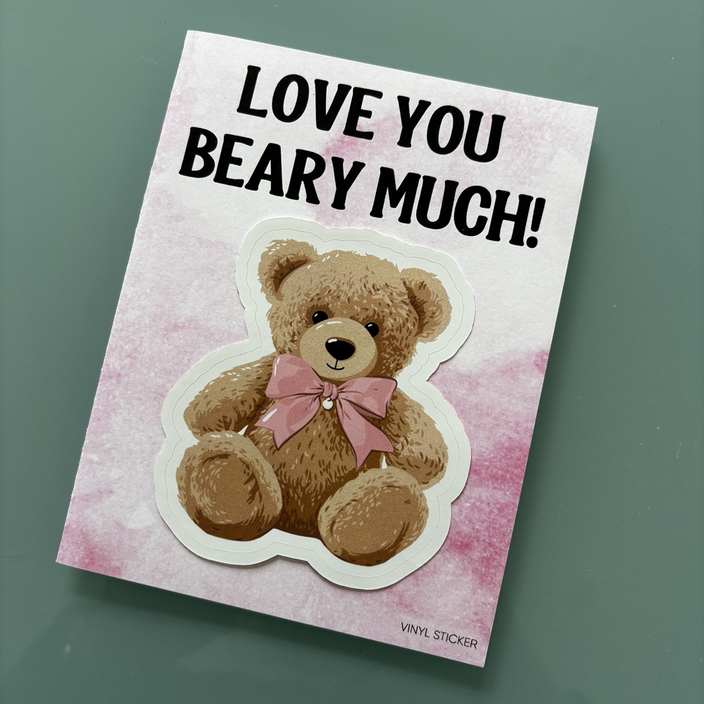 STICKER FOLDED NOTECARD-TEDDY BEAR